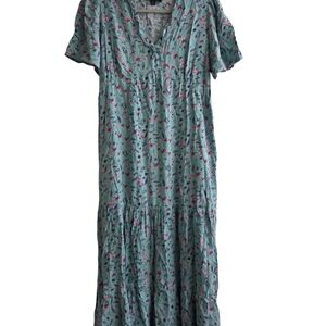 Floral Mint Green Maxi Dress Size S